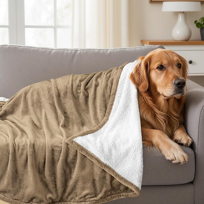 Utopia Bedding Sherpa Blanket Throw Size (Camel, 50x60 Inches) - Soft Lightweight Plush Fleece Reversible Blanket for Bed, Sofa, Couch, Camping and Travel