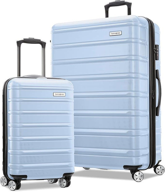Samsonite Omni 2 Hardside 2 Piece Set - Includes Global Carry-On & Large Checked Suitcases - 360° Dual Spinner Wheels - Integrated TSA Lock & Expansion - Amazon Exclusive - Pale Blue