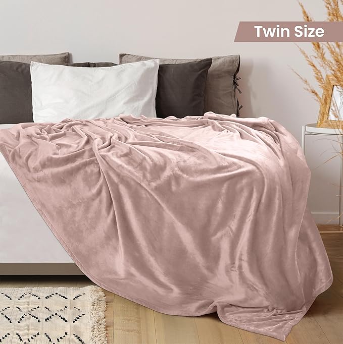 Utopia Bedding Fleece Blanket Twin Size Rose Pink (60x80 Inches) Ultra Soft Warm Lightweight Microfiber Breathable Anti-Static Cozy Winter Bed Blanket, All-Season Home Decor Gift for Men & Women