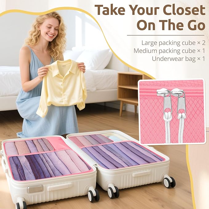 All-in-One 22 Pcs Packing Cubes for Travel Essentials –Includes Cubes,toothbrush covers，Silicone Bottle Cover,zipper bags, Matte Cosmetic Bag, Drawstring bag for Carry-On & Suitcase