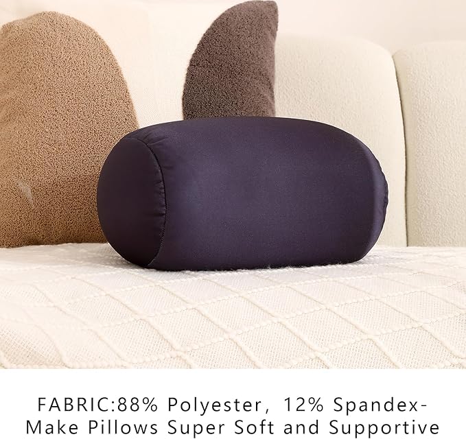 Squishy Microbead Neck Pillow, 7Inch x 12Inch Soft Travel Body Bed Pillow Bean Pillow for Kids Adult Chair Sleeping Car Seat, Fun Dormroom (Black Colorful)