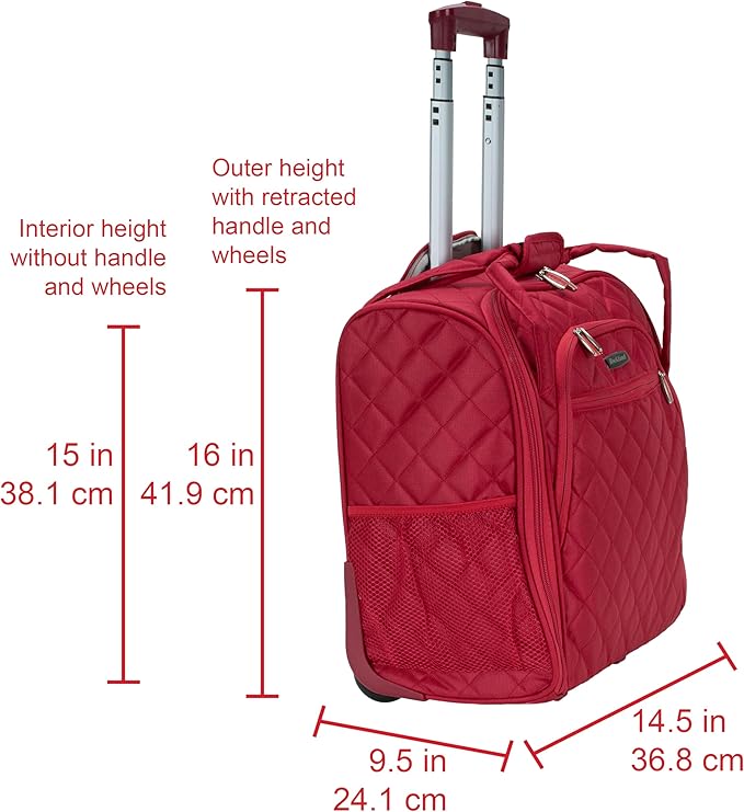 Rockland Melrose Upright Wheeled Underseater Luggage, Red, Carry-On 15-Inch