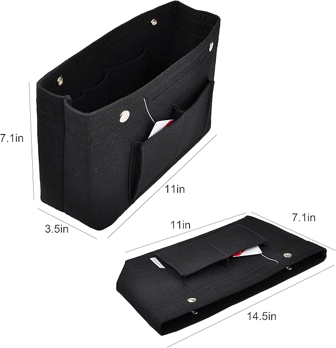 Vercord Felt Purse Tote Organizer Insert Divider Inside Handbag for Women Medium Black