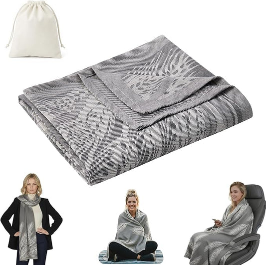 Travel Blanket Airplane - Ultra Soft & Lightweight Knit Design Compact Airplane Blanket,53x72 Inch,Stylish Travel Shawl Wraps for Flights,Office,Home Use,Travel Essentials & Gifts