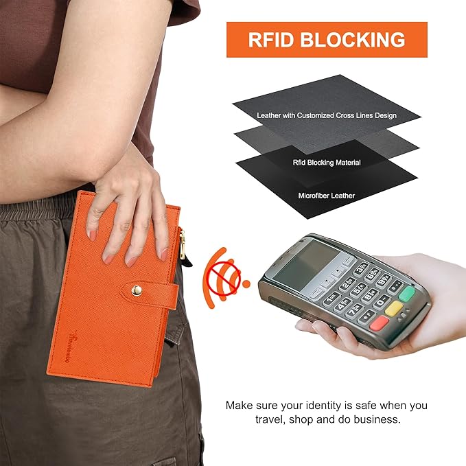 Travelambo RFID Wallet Women Large Size Bifold Multi Card Wallet Case with Zipper Pocke Credit Card Holder for Women