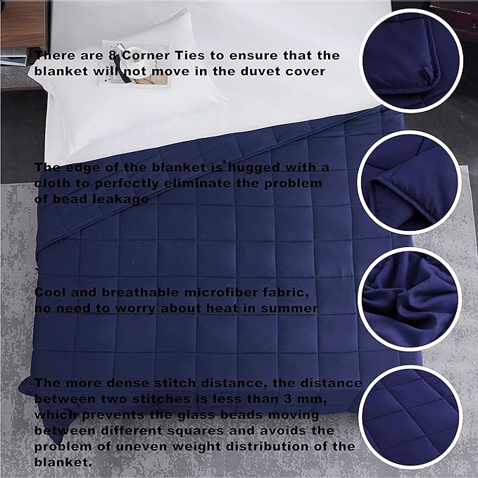 L'AGRATY Weighted Blanket - 80"x87" 25lbs Cooling Breathable Heavy Blanket Microfiber Material with Glass Beads for Adult All-Season Summer Fall Winter Soft Thick Comfort