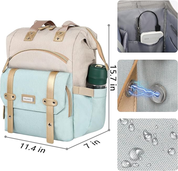 FALANKO Laptop Backpack for Women,15.6 inch Computer Backpack for Work School Nurse Teacher with Laptop Compartment,RFID,Large Wide Open,Travel BackpackTravel School Outdoor Activities