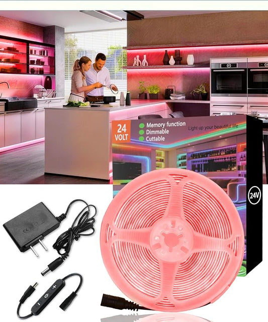 Red COB 30Ft LED Strip Lights 24V Dimmable High CRI95+ Ultra Bright Flexible LED Tape Lights LED Lights Strip Rope Lights for Romantic Wedding Anniversary Home Bedroom Indoor Decorative Lighting