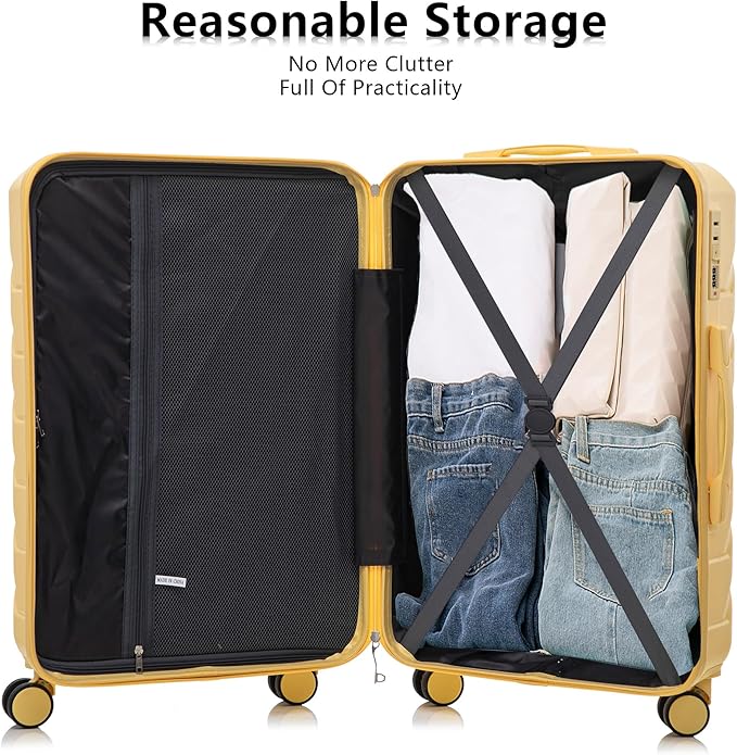 Luggage Sets, 3 ABS Hardshell Suitcase Spinner Wheels with Combination Lock