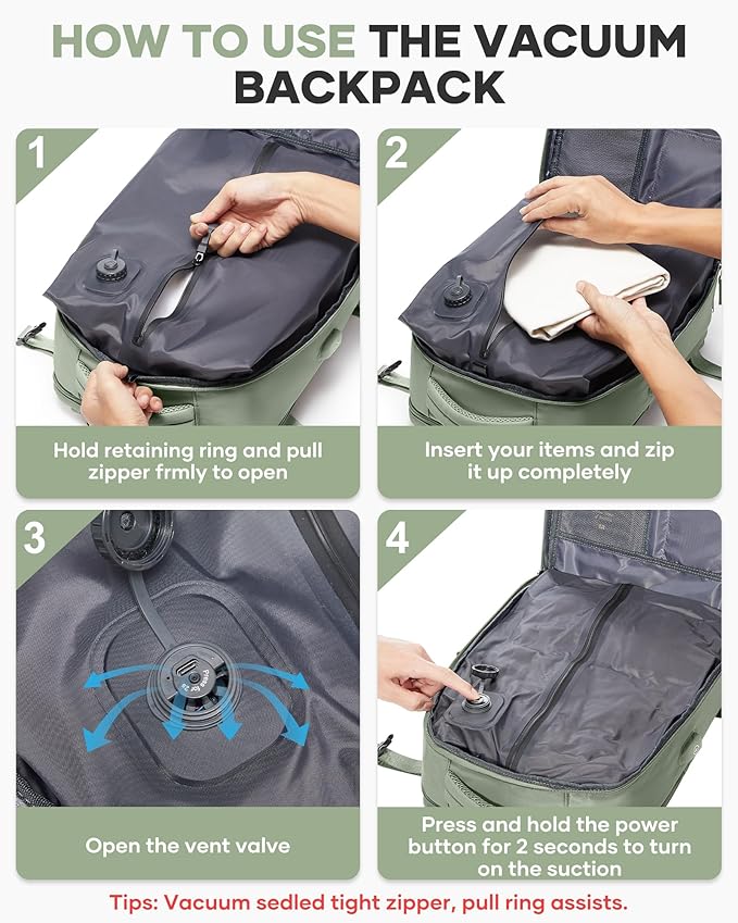 coofay Vacuum Backpack Travel with Pump Vacpack Travel Backpack with Vacuum System Mochila de Viaje Compresion al Vacio Easyvacpack Airbag Backpacks for Traveling Carry on Luggage