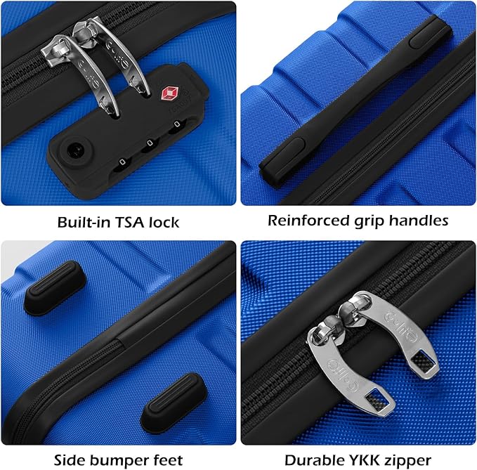 Coolife 3-Piece Lightweight Hardside Spinner Luggage Set with TSA Lock
