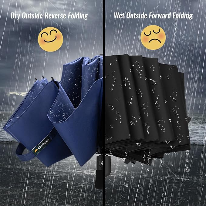 Travel Compact Umbrella Windproof - Portable Automatic Umbrellas for Rain, Inverted Folding Umbrella for Men and Women