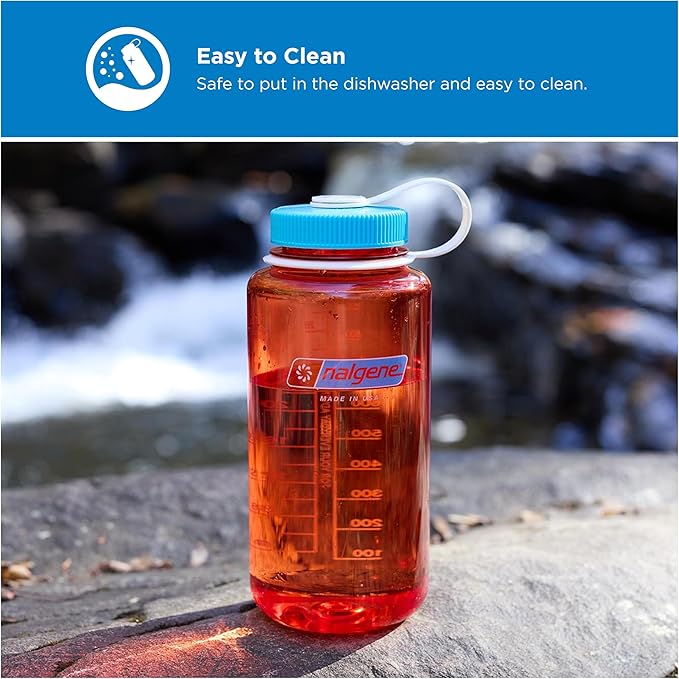 Nalgene 32 oz Wide Mouth Water Bottle | BPA-Free, Durable & Leak Proof, Lightweight Bottle for Hiking & Gym, Work & Travel