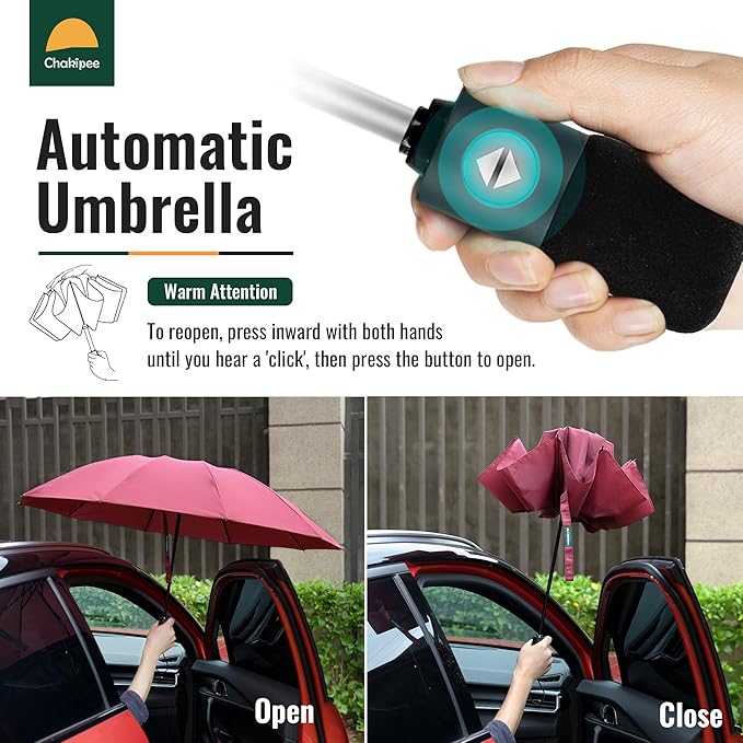 Travel Compact Umbrella Windproof - Portable Automatic Umbrellas for Rain, Inverted Folding Umbrella for Men and Women