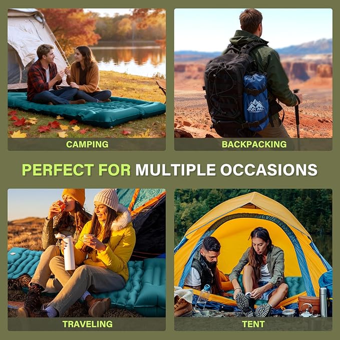 Camping Sleeping Pad, Ultralight Camping Mat with Pillow Built-in Foot Pump Inflatable Sleeping Pads Compact for Camping Backpacking Hiking Traveling Tent