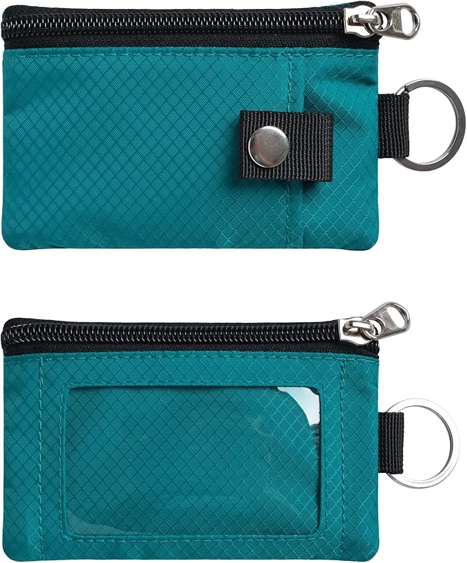 CHENSPRX Minimalist RFID Blocking Small Wallet with ID Window,WaterResistant Zip Id Case Wallet with Lanyard Keychain for Cards,Cash,Travel,Women,Men