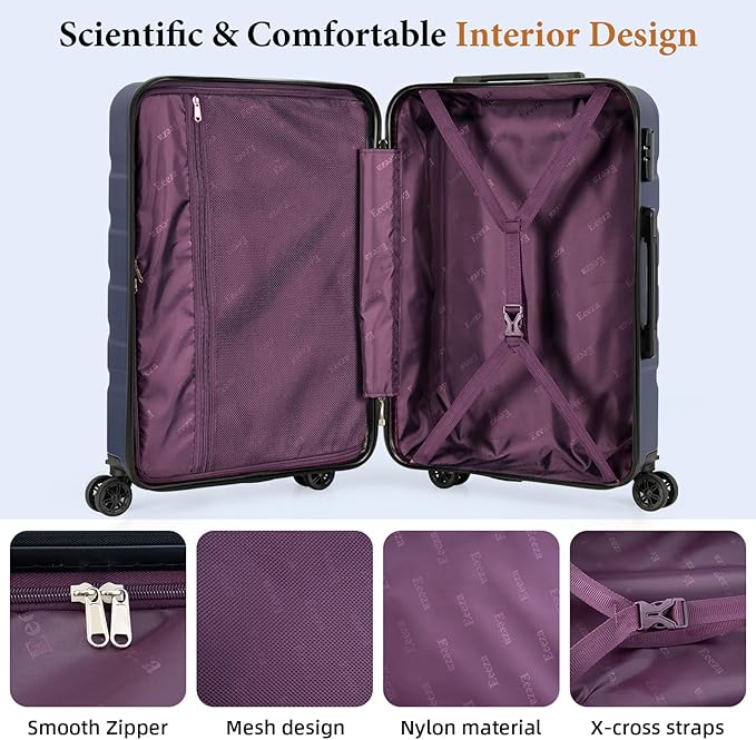Luggage Sets 5 Piece,Suitcases with Wheels, Hard Case Luggage with Detachable Spinner Wheels,Carry On Luggage Set (5 Piece Sets (20"/24"/28"/DB/TB))