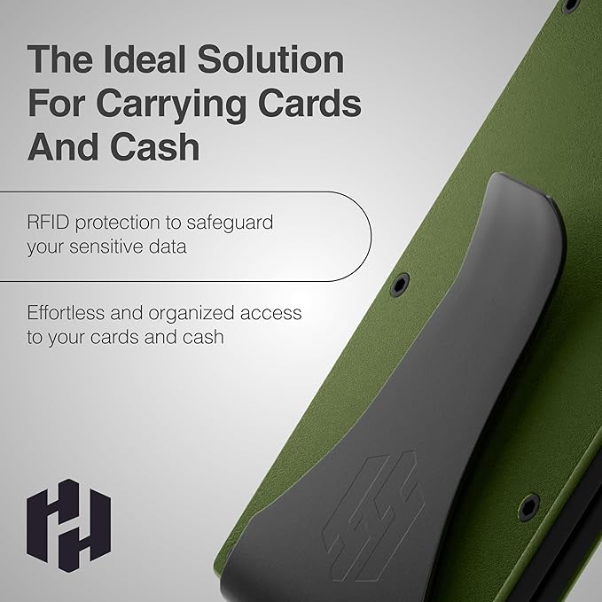 Hayvenhurst Wallet For Men - Reinvented Design Men's Wallet - Slim, Minimalistic & Seamless, Blocks RFID Scanners with a Money Clip (Matte Olive) | Reinvented Design, Slim, Minimalistic, Seamless, Blocks RFID Scanners, with a Money Clip