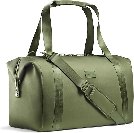 Fit & Fresh Neoprene Weekender Bag for Women – Carry-On Friendly Travel Duffel with Expandable Sides, Trolley Sleeve & Pockets – Lightweight, Water-Resistant Overnight Bag for Weekend Trips + Gym