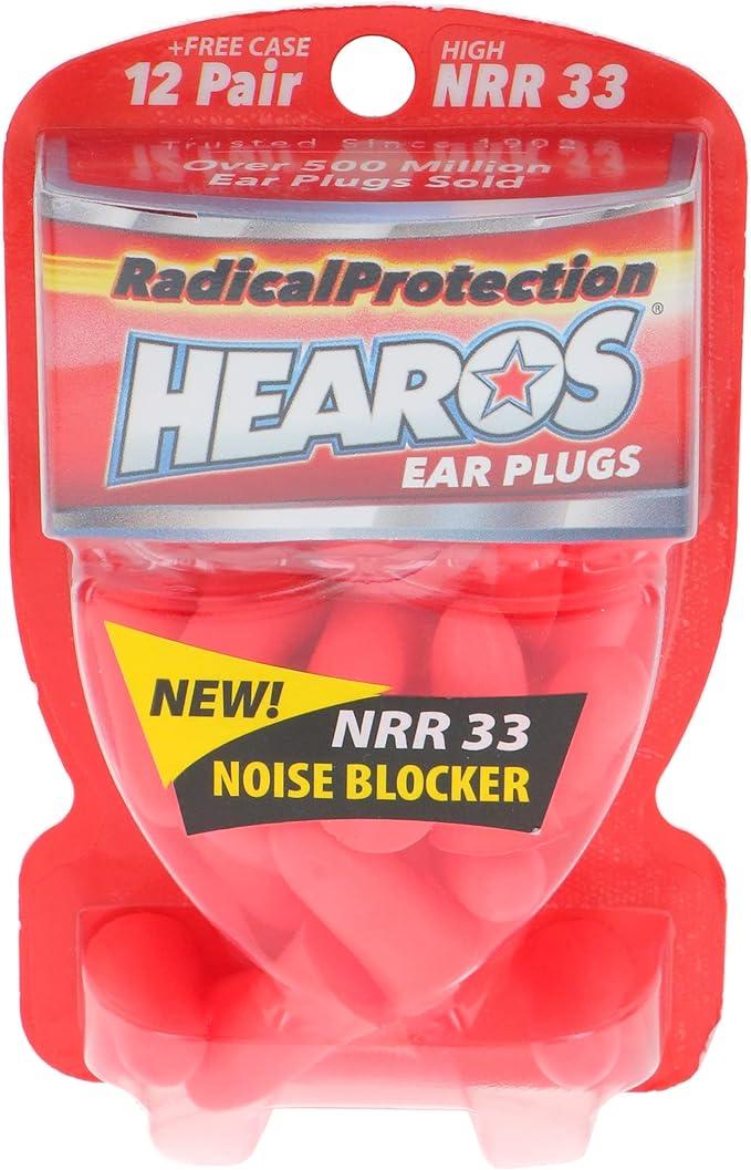 Hearos Radical Protection Foam Ear Plugs, Hearing Protection, NRR 33, 12 Pair, Orange (5801)