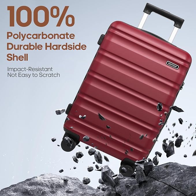 3 Piece Luggage Set 20 Inch Carry On Suitcase with Spinner Wheels, PC Hard Shell TSA Lock, Expandable & Fully Lined Interior, Airline Approved