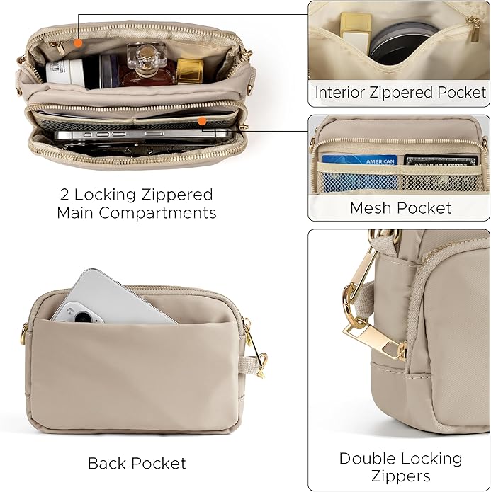 Joryin Anti Theft Crossbody Bag for Women, Slash-resistant RFID Blocking Travel Purses, Small Shoulder Bag Handbag, Nylon