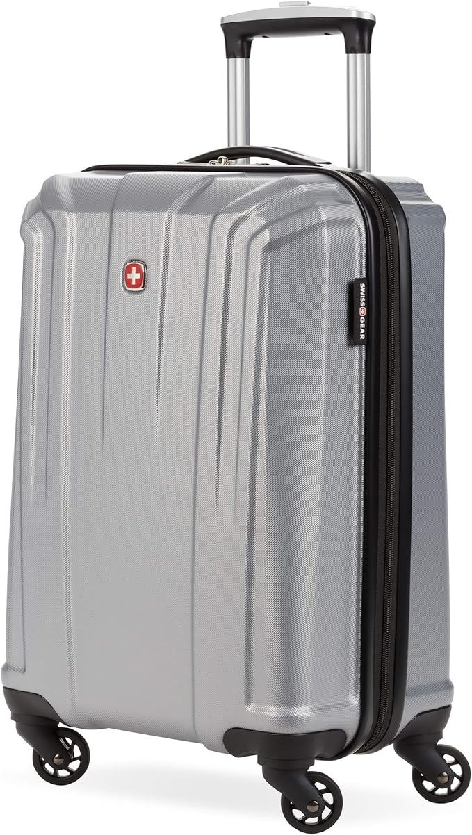 SwissGear 3750 Hardside Luggage with Spinner Wheels, Silver, Carry-On 18.5-Inch