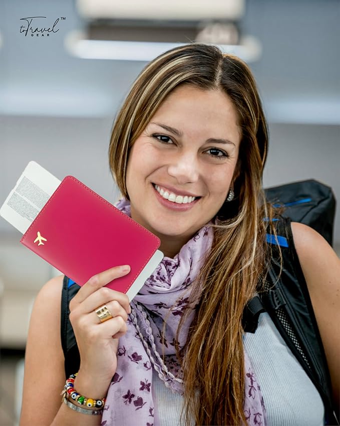 Passport Holder for Travel Essentials,RFID Blocking Passport Cover Case for Travel Accessories,Travel Wallet for Women Men (Wine Red)