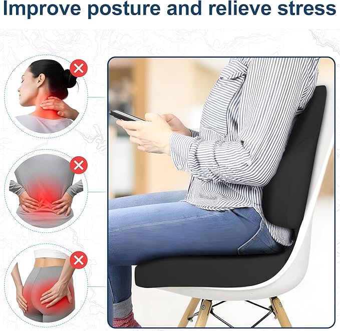 Memory Foam Cusion, Relief Pressure Seat Cusion for Office Chairs & Car Seat, Ergonomic Design Seat Cusion for Tailbone Pain Relief, Sciatica & Back Support