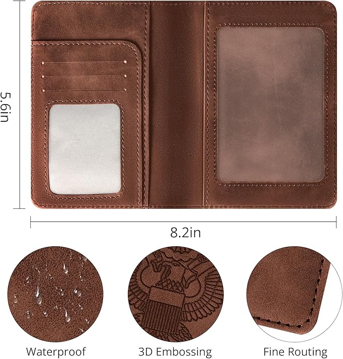 Passport Holder for Travel Essentials,RFID Blocking Passport Cover Wallet Card Case for Women and Men (Brown)