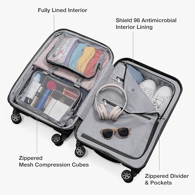 Traveler's Choice Pagosa Hardshell Expandable Luggage with Spinner Wheels, Black, 30-Inch Large