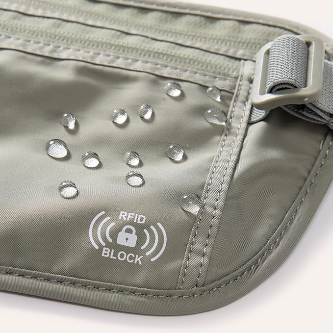 Pander RFID Blocking Travel Money Belt – Hidden Waist Pouch for Passport, Cash, Cards, Slim Belt Bag for Men and Women,