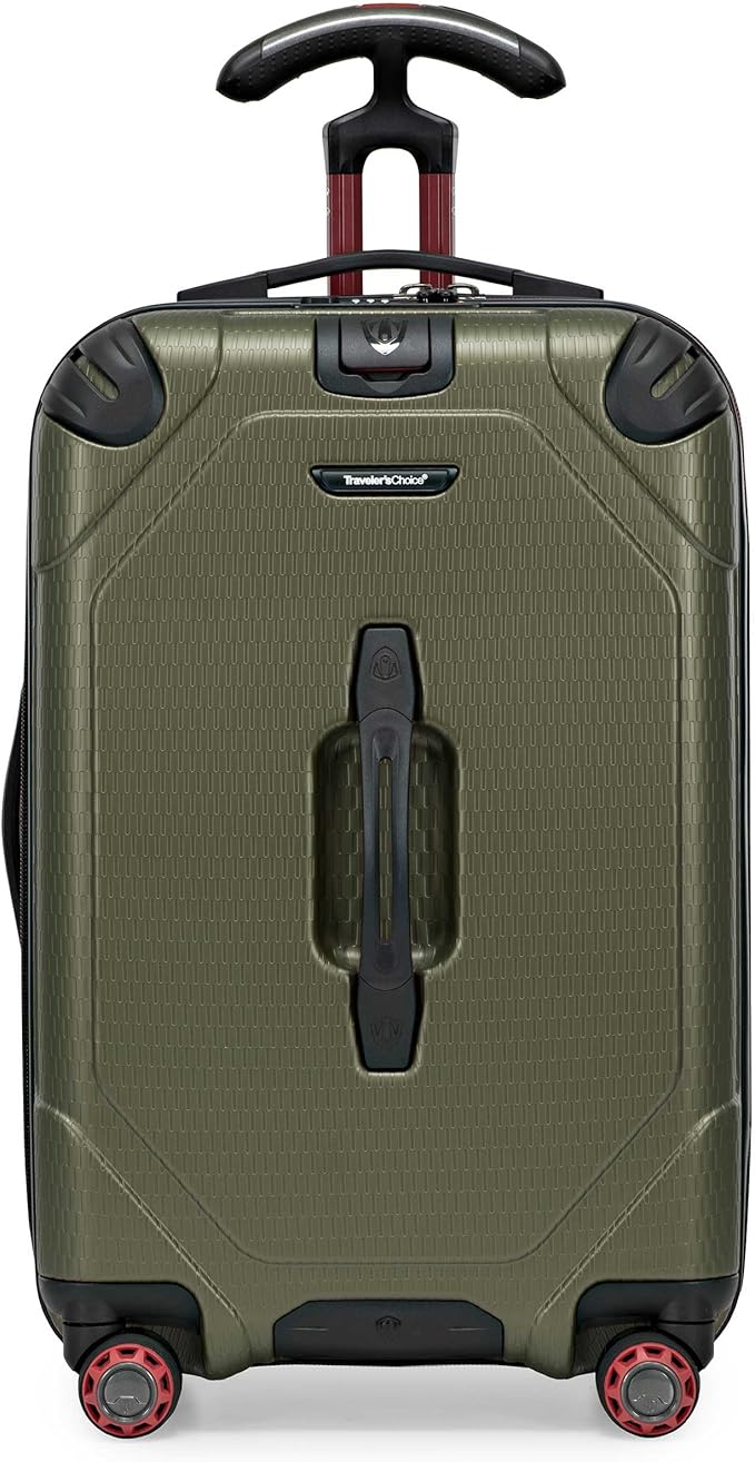Traveler's Choice Maxporter II Polycarbonate Hardside Trunk with Spinner Wheels, Green, 22-Inch Carry-on Luggage