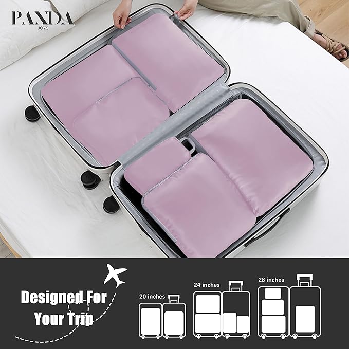4 Set Compression Packing Cubes Travel - Travel Accessories Expandable Packing Organizers for Carry On - Essentials Luggage Bags - Lavender