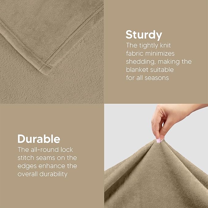 Utopia Bedding Fleece Blanket Twin Size Camel 300GSM Luxury Anti-Static Fuzzy Soft Microfiber Bed Blanket (60x80 Inch)