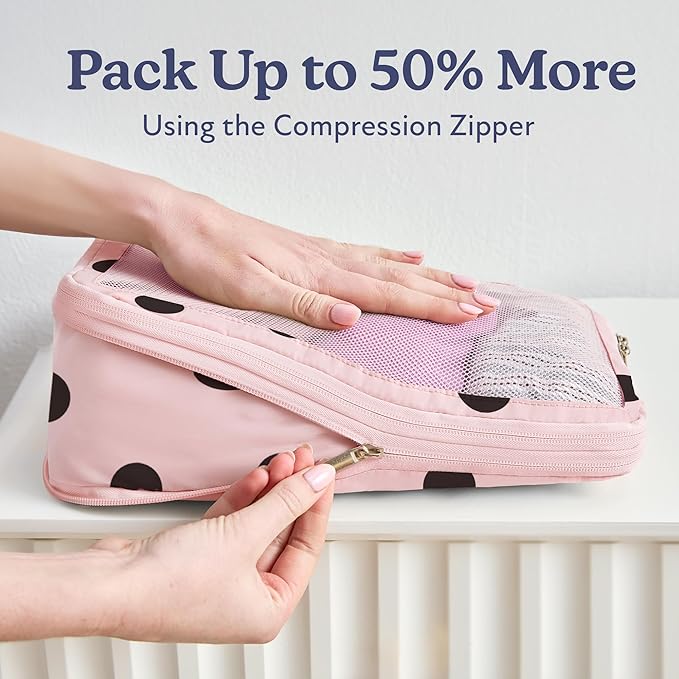 VANDEL Space-Saving Compression Packing Cubes for Kids + Women, Compressible Carry On Suit Case Organizer Luggage Kids Packing Cubes for Baby Bag Organizer Pouches for Luggage, Treavel Suitcase Cube