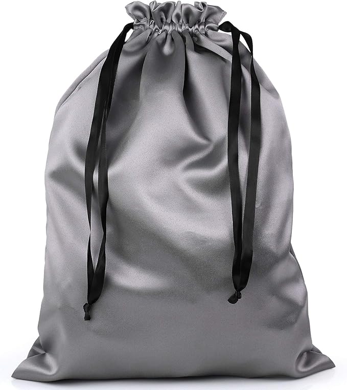 PlasMaller Dust Cover Storage Bags Thick Silk Cloth Pouch with Drawstring For Luxuries Handbags Tote Purses Shoes Boots, Silver (19.6 x 23.6 in)