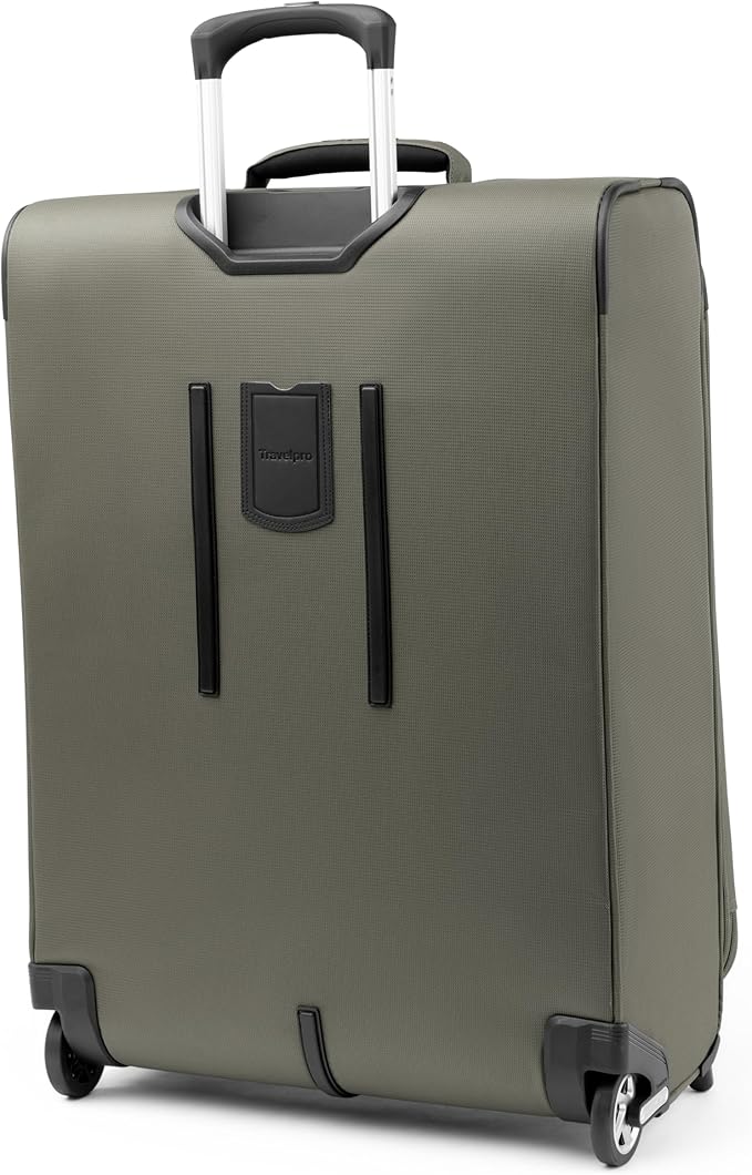 Travelpro Maxlite 5 Softside Expandable Upright 2 Wheel Checked Medium Luggage, Lightweight, 26-Inch — Slate Green
