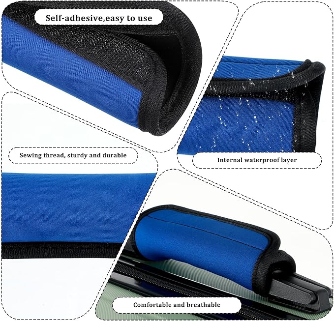 Suitcase Handle Wraps, 6 Pack Neoprene Handle Wraps, Bright Luggage Identifiers Travel Accessories for Airplane Suitcase, Travel Bags, Shopping Carts (Red, Green, Blue, Magenta, Orange, Purple)