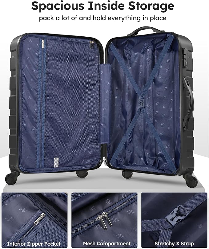 Suitour Luggage Sets 2 Piece with Spinner Wheels,Hard Shell 20 Carry on Suitcase and 28 inch Luggage with Spinner Wheels Suitcase Set with TSA Lock(20in/28in)