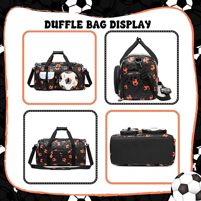 Kids Duffle Bag Boys Travel Bag for Kids Overnight Sports Bags for Boys Weekender Gym Soccer Bags for Boy with Shoe Compartment