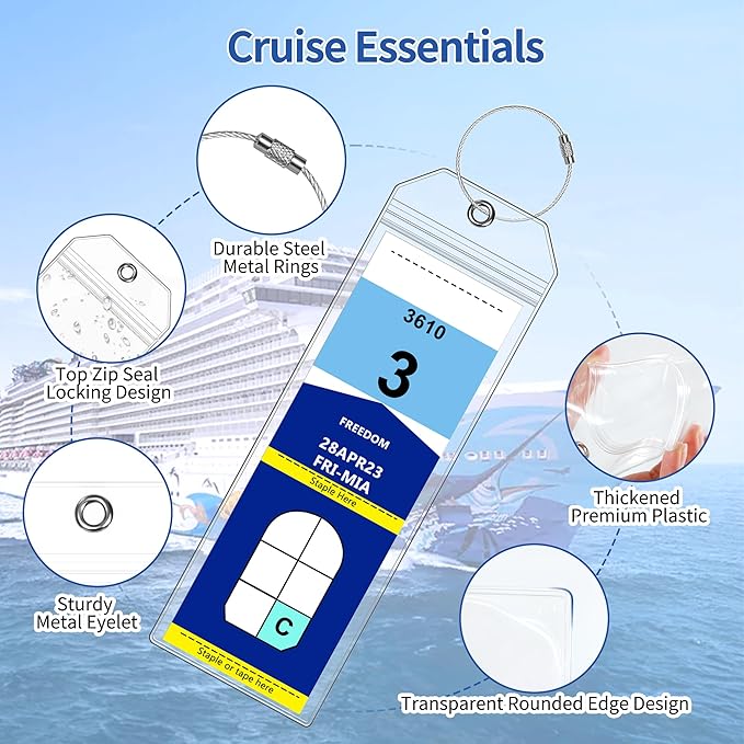 20 Pack Luggage Tags Travel Essentials & Cruise Essentials for NCL, Princess, Carnival, Royal Caribbean & Celebrity Cruise Ships by SEAVILIA