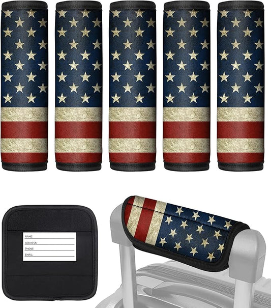 Slohif Luggage Handle Wrap 5Pcs Suitcase Identifier - Bag Strap Cover For Bogg Travel Accessories Easy Identification Bright Marker Sleeve Grips Comfort Neoprene Concealed Tag For Airport Flag
