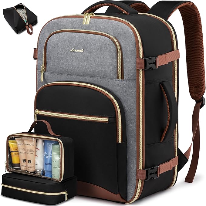 LOVEVOOK Travel Essentials Carry on Backpack 50L Travel Backpack for Women Men,Waterproof TSA Personal Item Travels Bag Airline Flight Approved,Large Carry on Luggage Laptop Backpack with Packing Cube