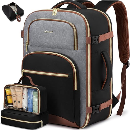 LOVEVOOK Travel Essentials Carry on Backpack 50L Travel Backpack for Women Men,Waterproof TSA Personal Item Travels Bag Airline Flight Approved,Large Carry on Luggage Laptop Backpack with Packing Cube