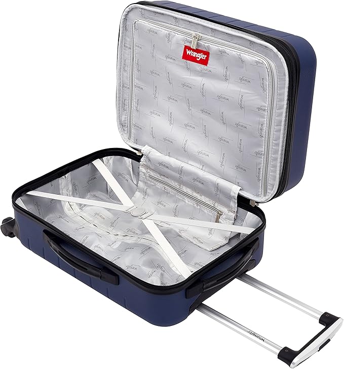 Wrangler Smart Spinner Hardside Luggage, 2 Piece Set, Navy Blue
