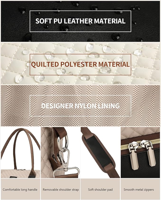 Duffle Bag for Women Travel, Weekender Bag Overnight Bag with Shoe Compartment, Carry on Bag with Crossbody Purse for Over Night, Weekend, Yoga, Gym, Business Trips, Hospital, Nude Black