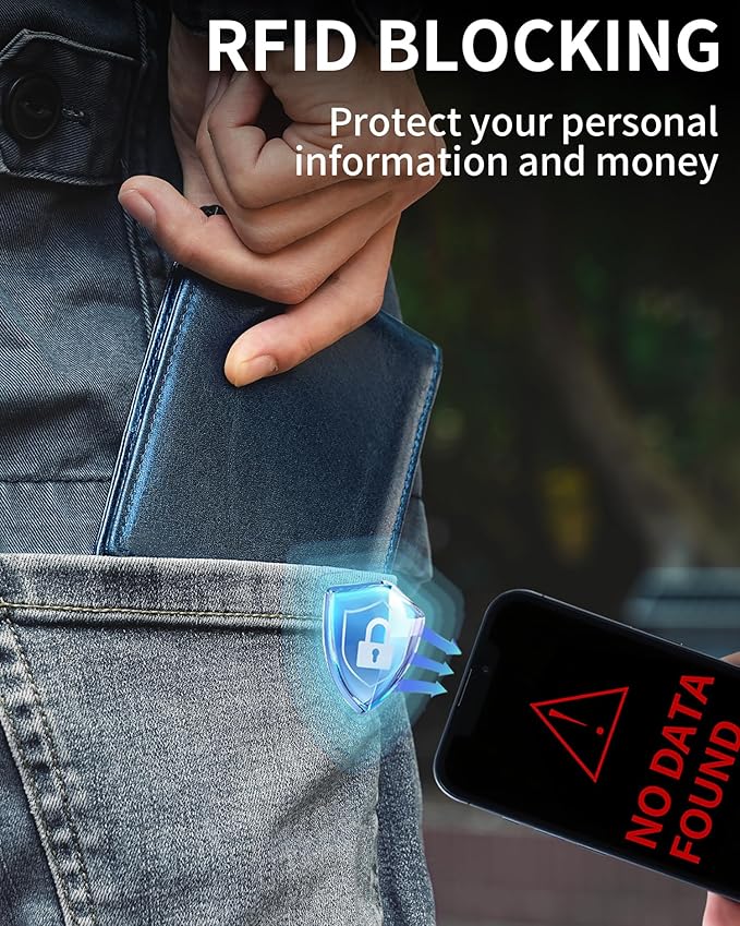 Artpaxy Mens Wallet Bifold Genuine Leather RFID Blocking Wallet for Men with 1 ID Windows 13 Card Holders 2 cash pockets 1 Gift Box