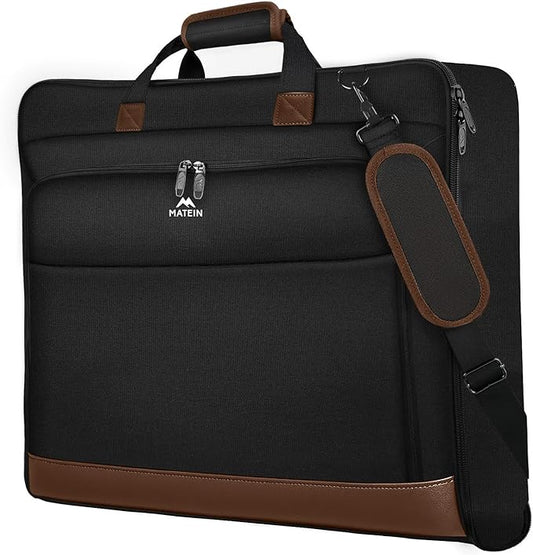 MATEIN Suit Garment Bag for Travel, Large Garment Bags for Hanging Clothes Travel, Foldable Suit Carrier with Shoulder Strap For Business, Premium 2 in 1 Hanging Suitcase Luggage, Black Brown