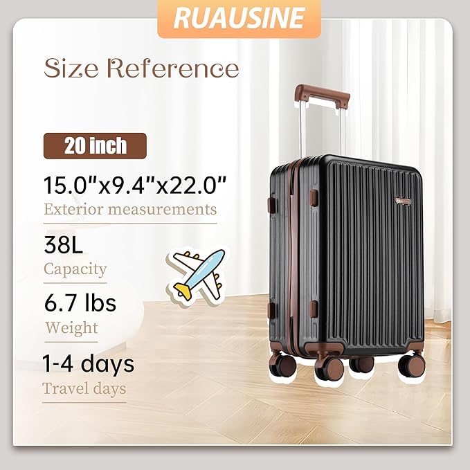Carry on Luggage Airline Approved, Hardside Carry-on Suitcase with Spinner Wheels, Hard Shell Lightweight Small Travel Luggage with TSA Lock